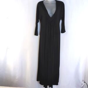 Isabella Bird Black V Neck 3/4 Sleeve Long Maxi Dress Size 6